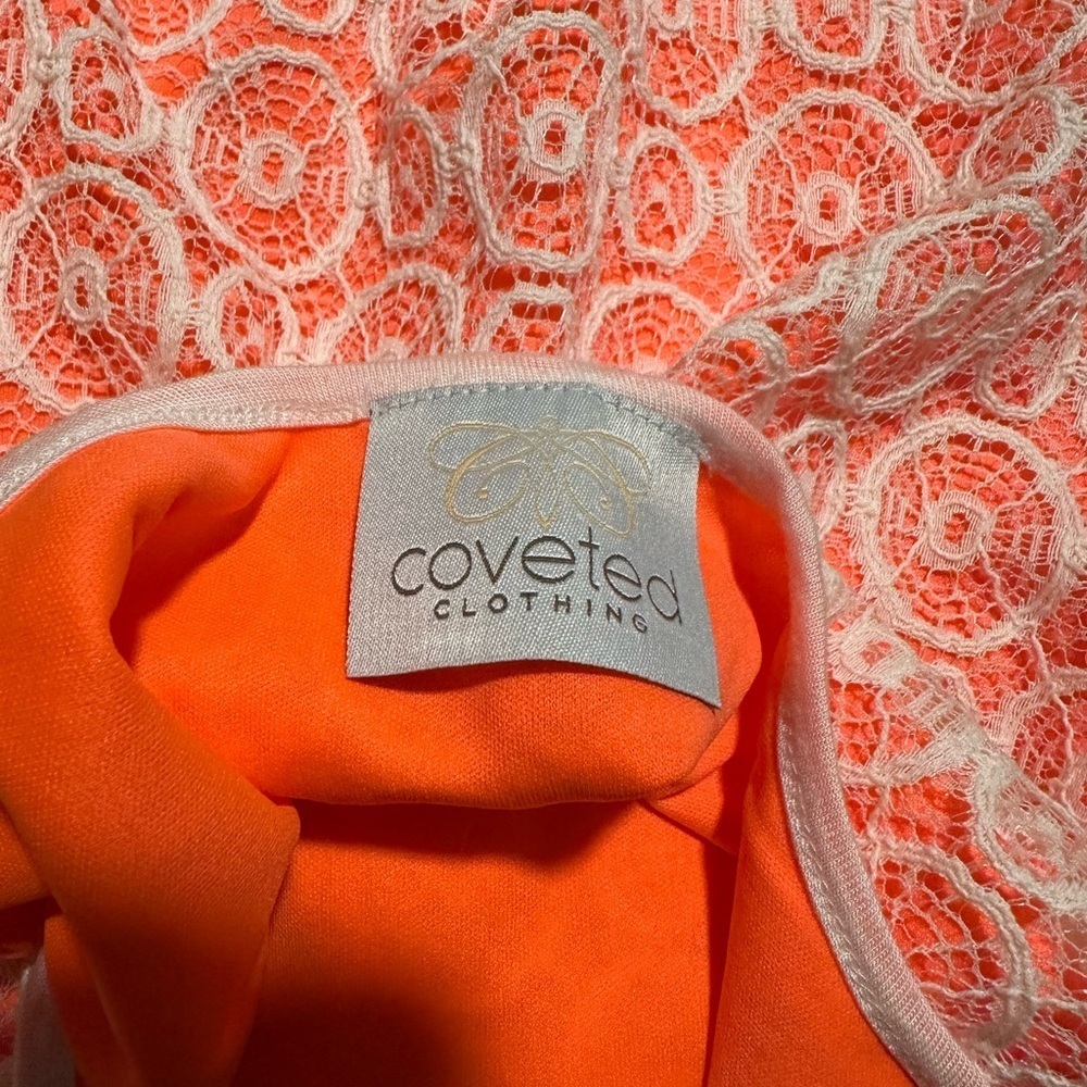 Coveted clothing neon orange dress size small - Picture 3 of 6
